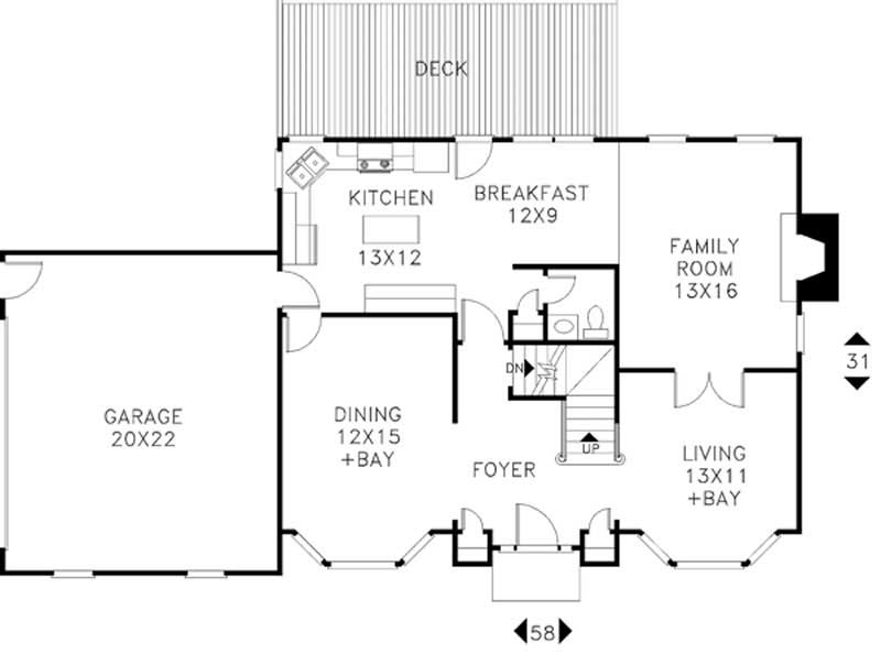 Floor Plan First Story of European Plan #109-1054