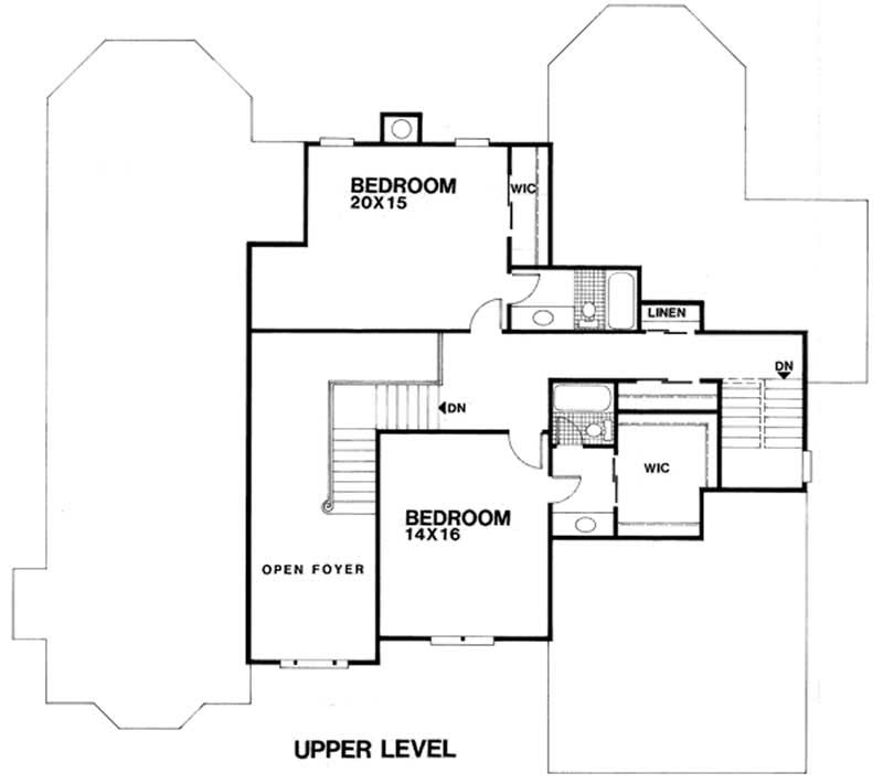 Floor Plan Second Story of European Plan #109-1055