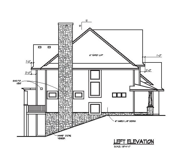 Home Plan Left Elevation of this 4-Bedroom,3770 Sq Ft Plan -109-1056