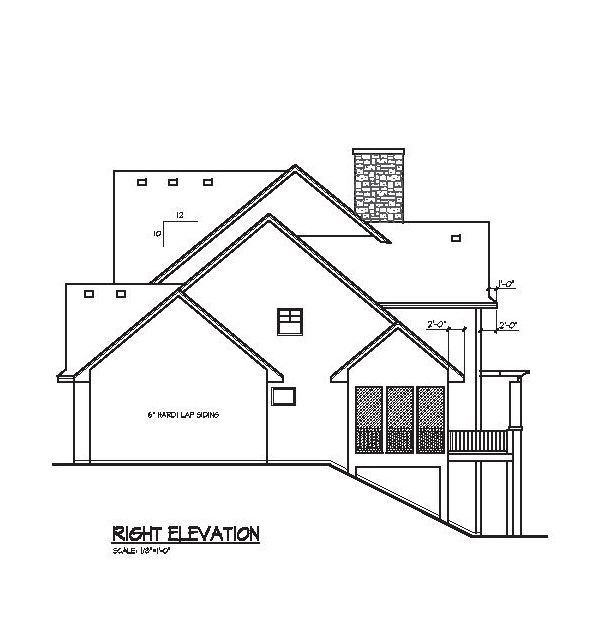 Home Plan Right Elevation of this 4-Bedroom,3770 Sq Ft Plan -109-1056