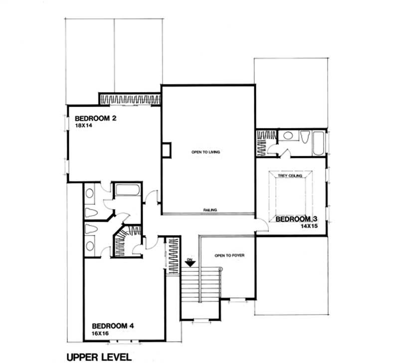 Floor Plan Second Story of European Plan #109-1060
