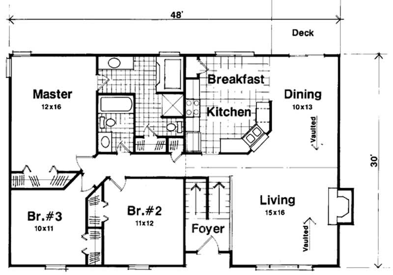 Floor Plan First Story of Ranch Plan #109-1062