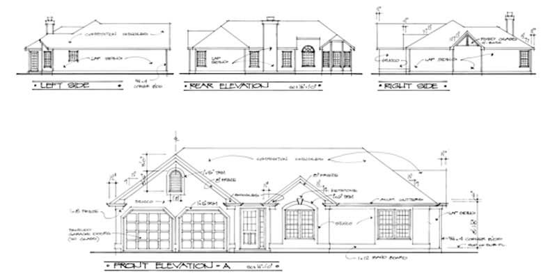 Home Plan Rear Elevation of this 3-Bedroom,1477 Sq Ft Plan -109-1064