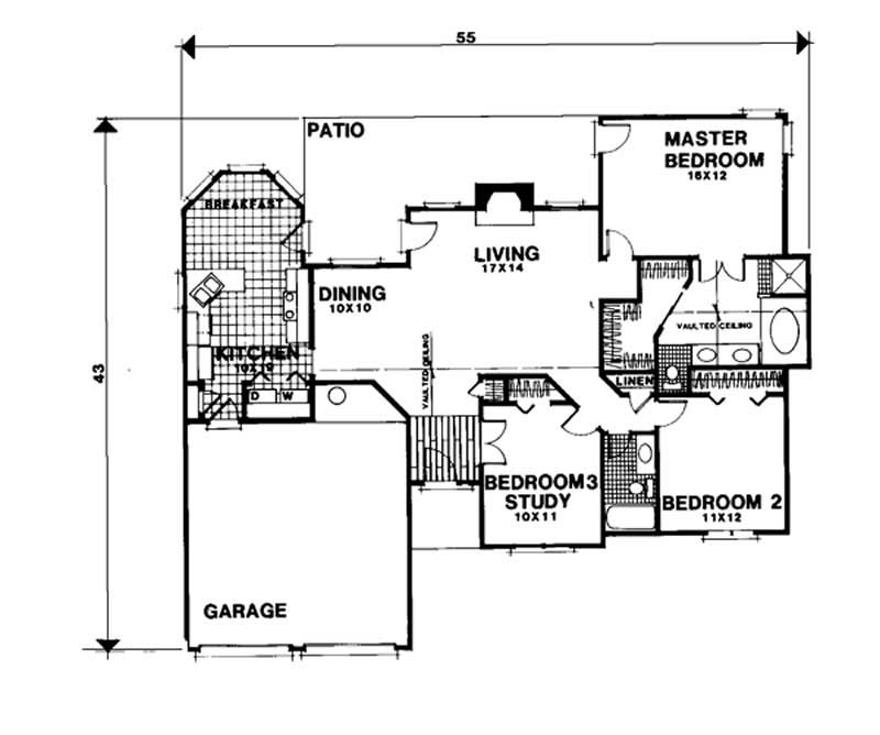 Floor Plan First Story of Small House Plans #109-1064