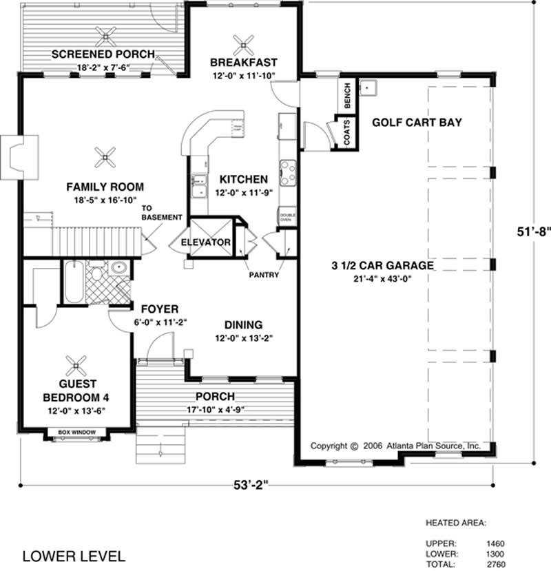 Floor Plan First Story of Traditional Plan #109-1068