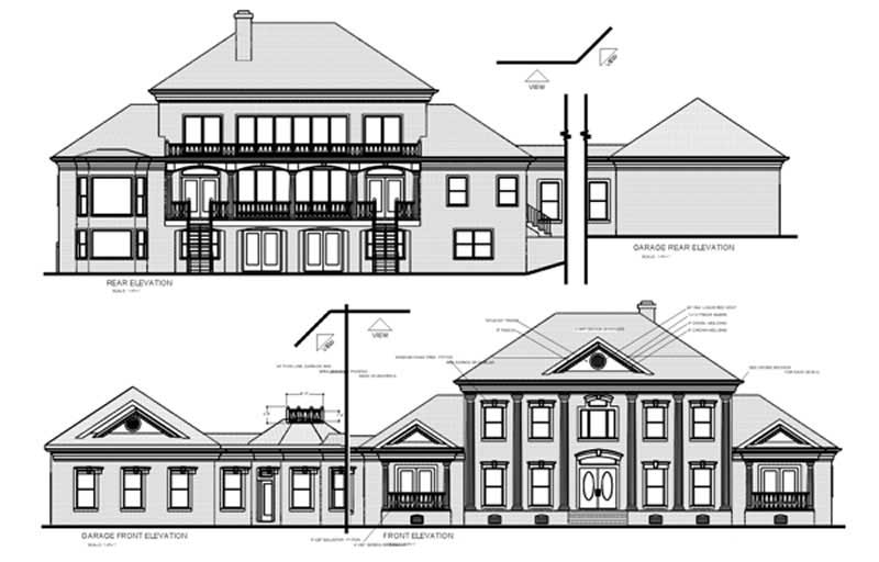 Home Plan Rear Elevation of this 4-Bedroom,3634 Sq Ft Plan -109-1069