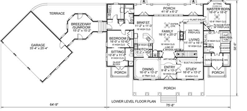 Floor Plan First Story of Georgian Plan #109-1069