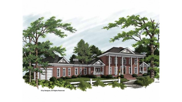 Front elevation of Georgian home (ThePlanCollection: House Plan #109-1069)