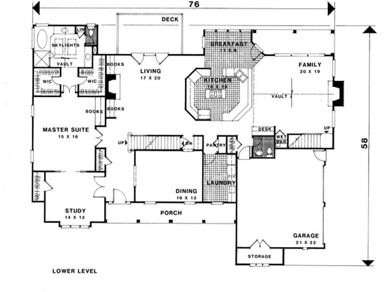 Floor Plan First Story of Craftsman Plan #109-1070