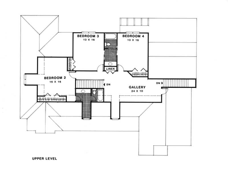 Floor Plan Second Story of Craftsman Plan #109-1070