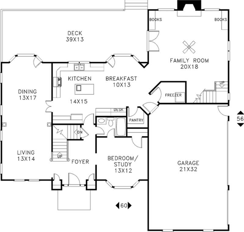 Floor Plan First Story of European Plan #109-1073