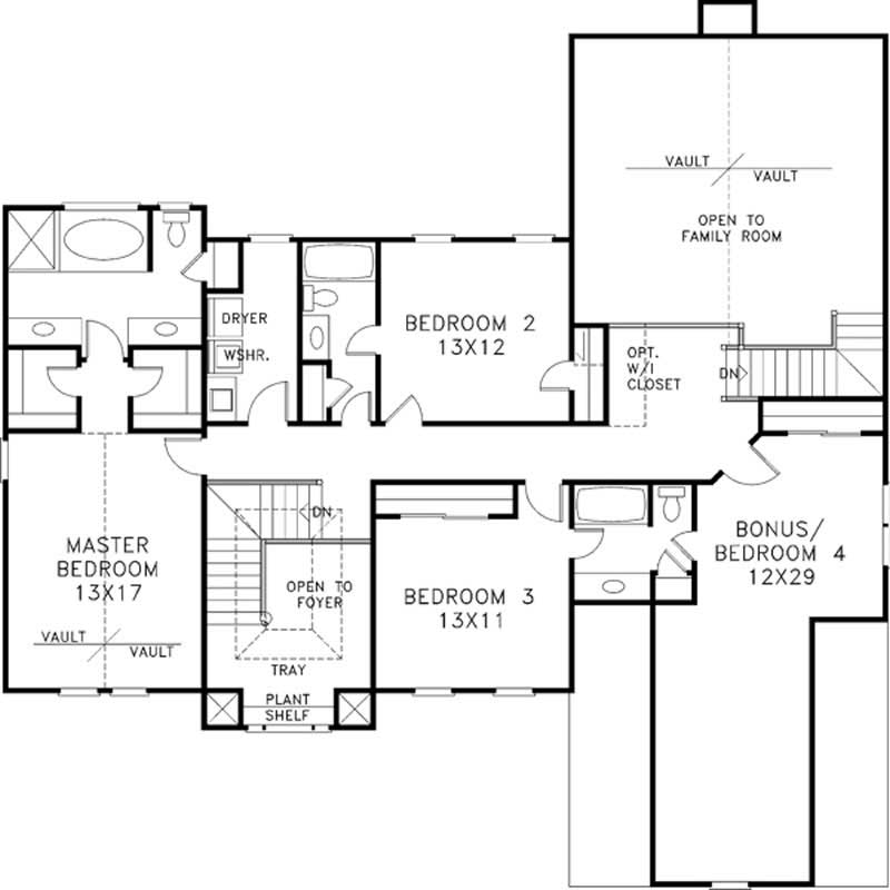 Floor Plan Second Story of European Plan #109-1073