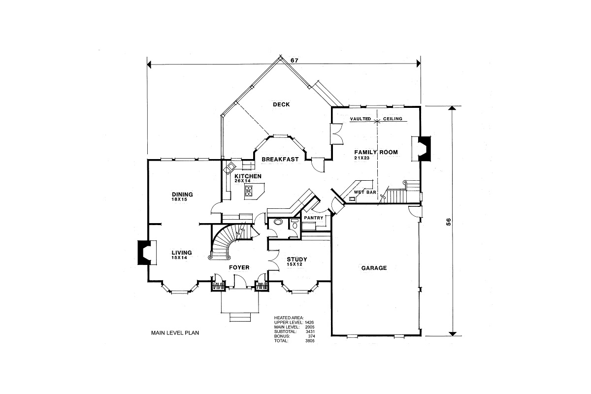 Floor Plan First Story of Colonial Plan #109-1074