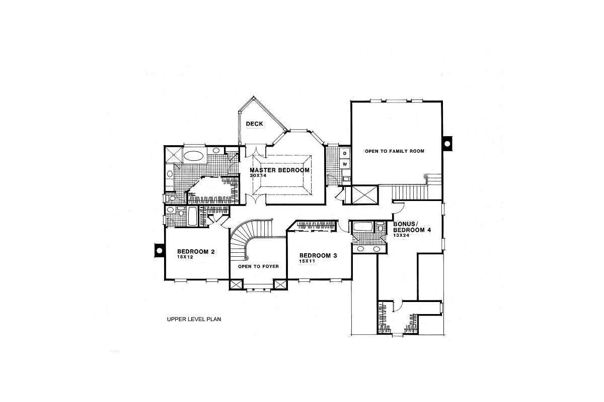 Floor Plan Second Story of Colonial Plan #109-1074