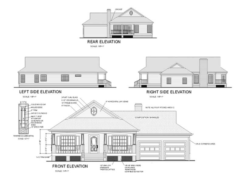 Home Plan Rear Elevation of this 3-Bedroom,1770 Sq Ft Plan -109-1076