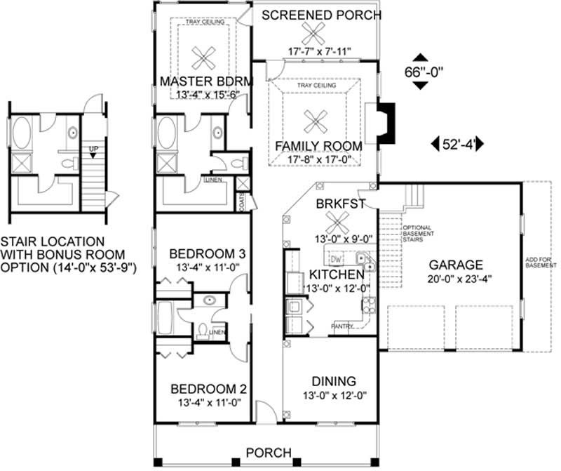 Floor Plan First Story of Country Plan #109-1076