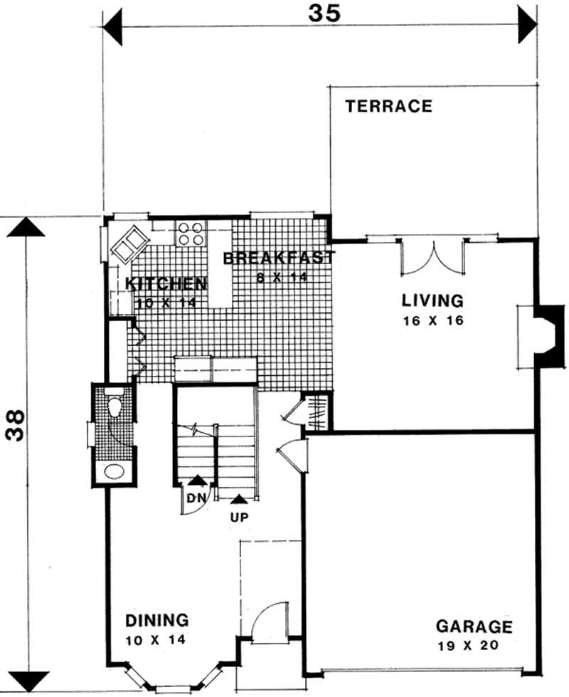Floor Plan First Story of Craftsman Plan #109-1077