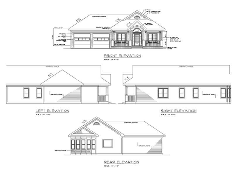 Home Plan Rear Elevation of this 3-Bedroom,1420 Sq Ft Plan -109-1078