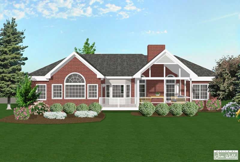 Home Plan Rear Elevation of this 3-Bedroom,1992 Sq Ft Plan -109-1079
