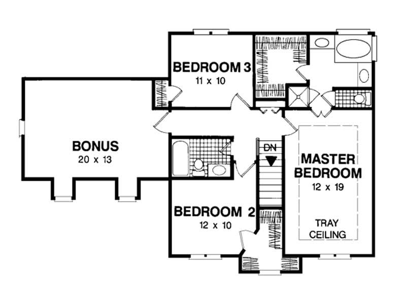 Floor Plan Second Story of Colonial Plan #109-1081