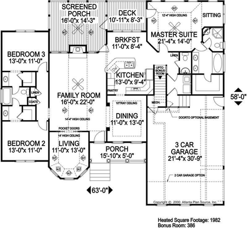 Floor Plan First Story of Ranch Plan #109-1082