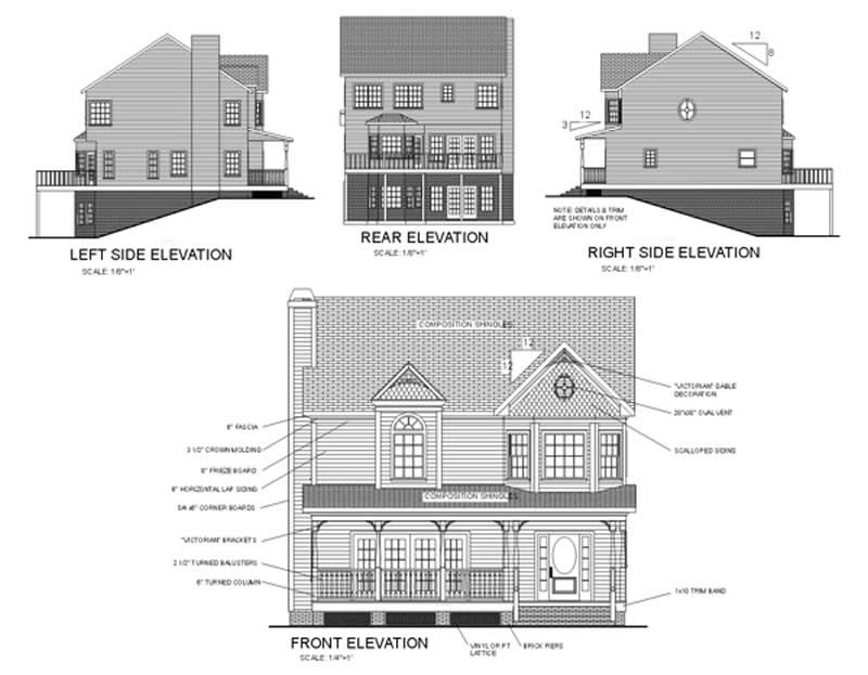 Home Plan Rear Elevation of this 3-Bedroom,1985 Sq Ft Plan -109-1083