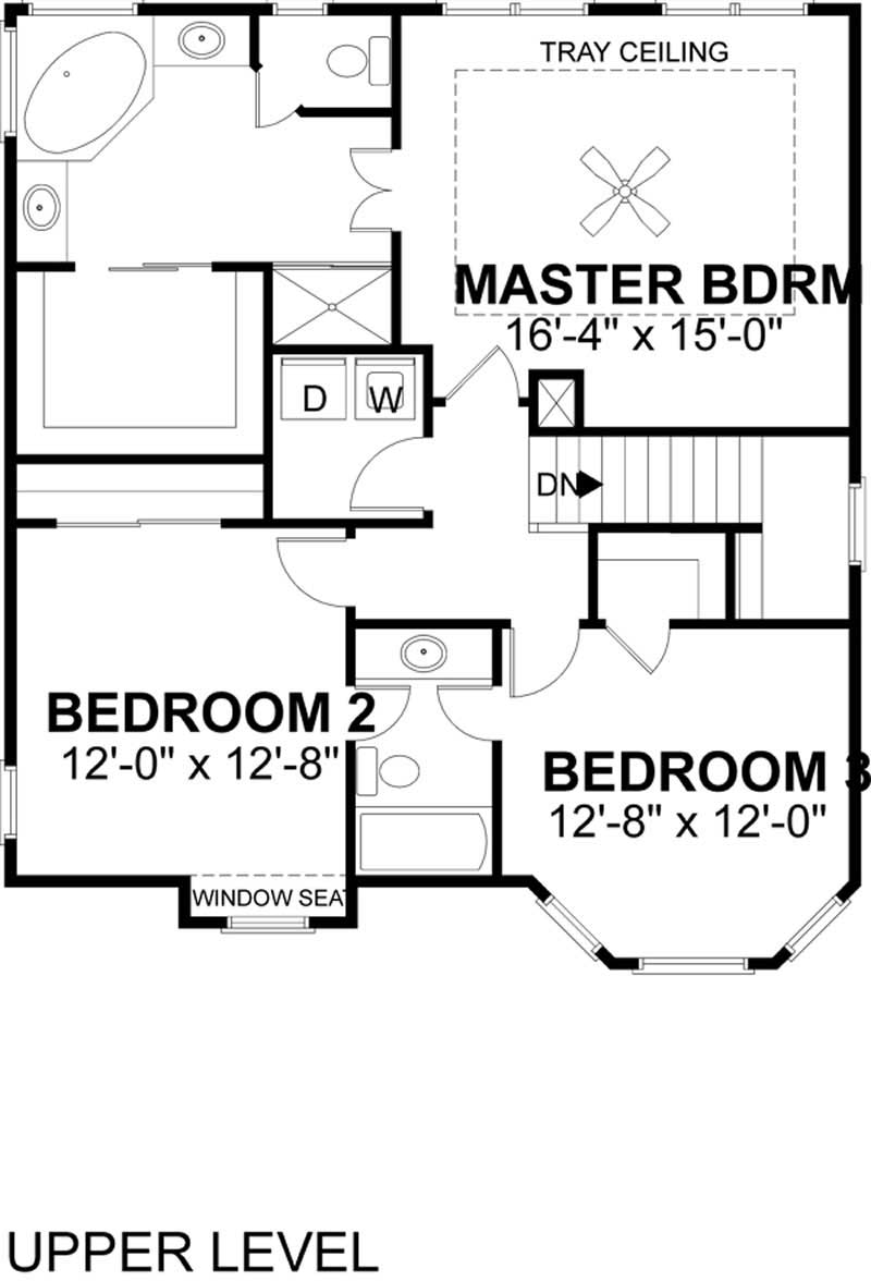 Floor Plan Second Story of Colonial Plan #109-1083