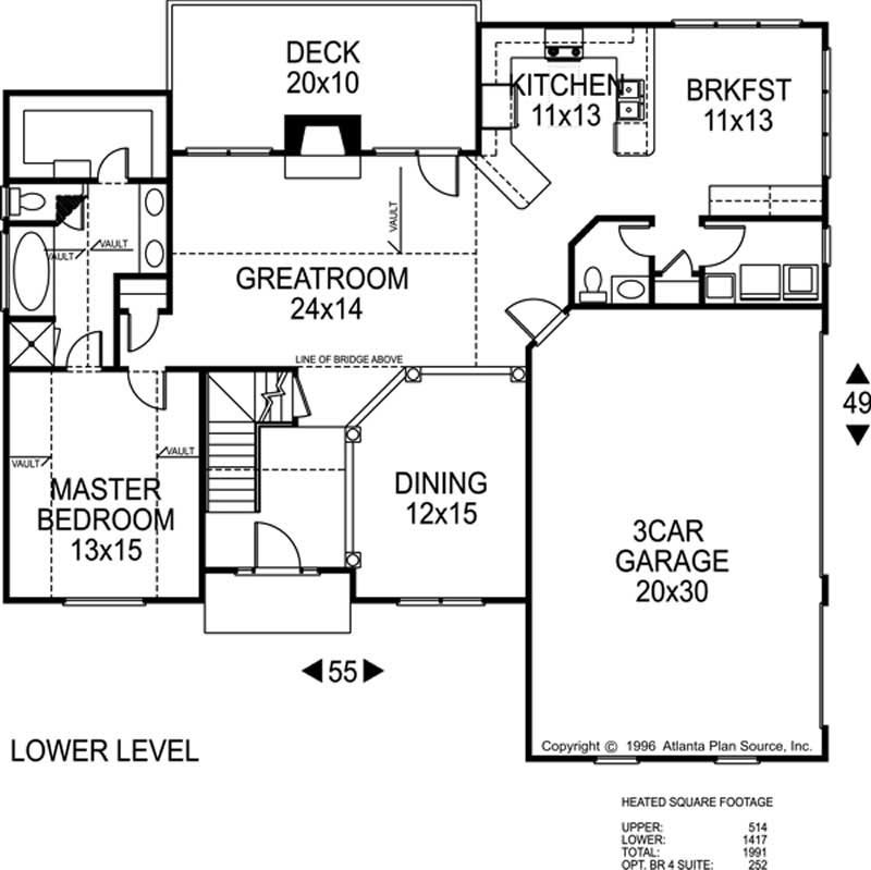 Floor Plan First Story of Craftsman Plan #109-1084