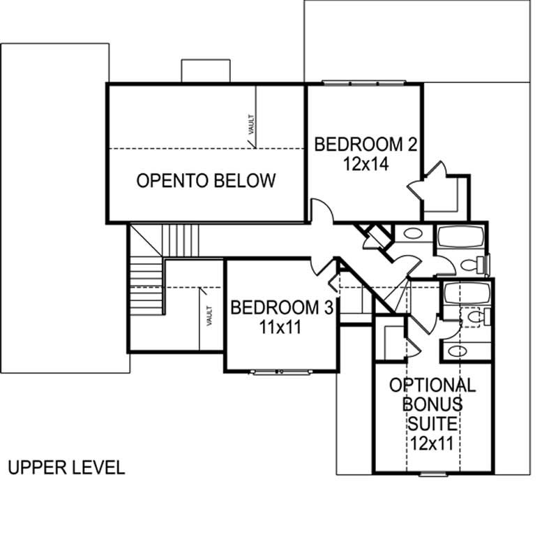 Floor Plan Second Story of Craftsman Plan #109-1084