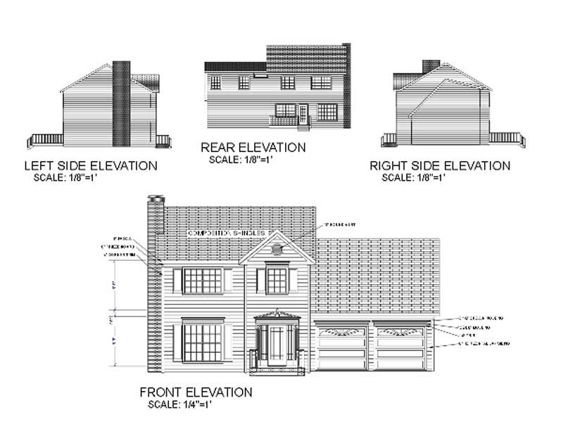 Home Plan Rear Elevation of this 3-Bedroom,1456 Sq Ft Plan -109-1087