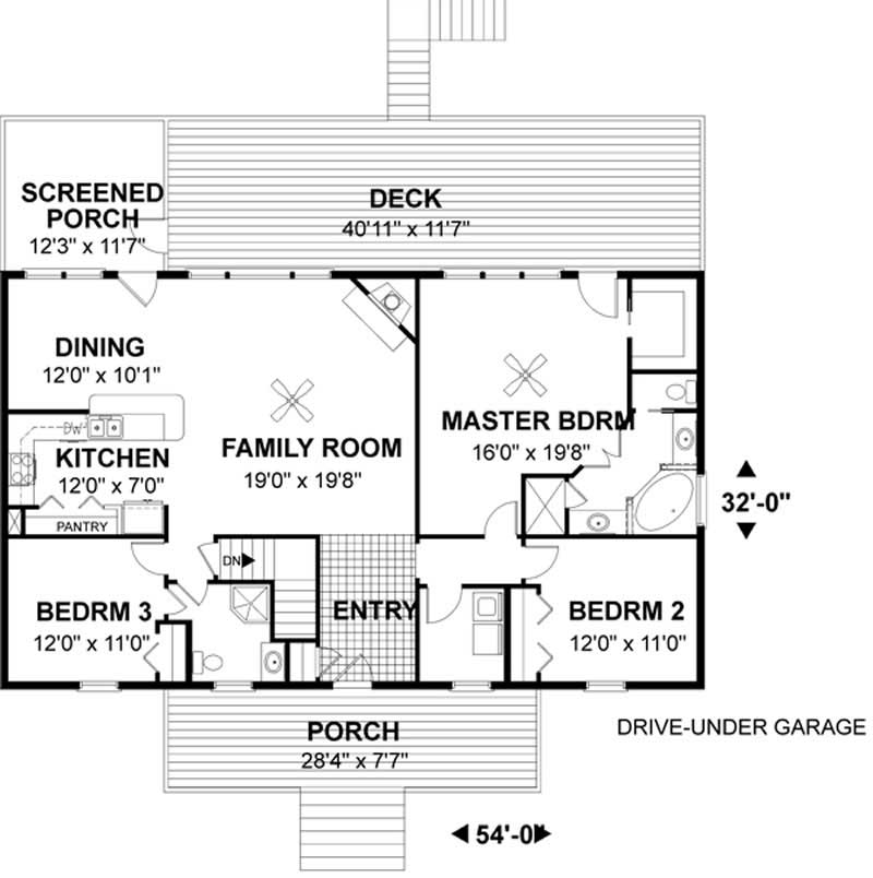 Floor Plan First Story of Country Plan #109-1088