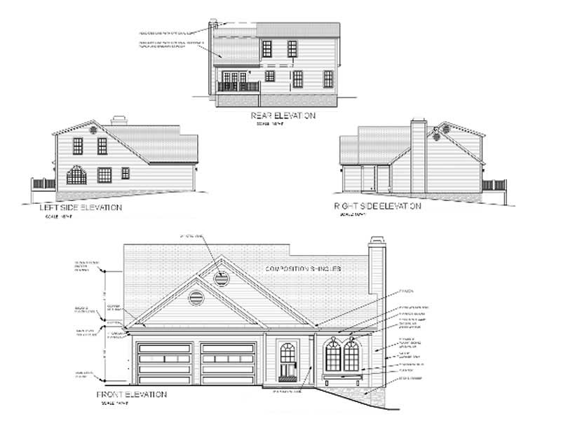 Home Plan Rear Elevation of this 3-Bedroom,1621 Sq Ft Plan -109-1089