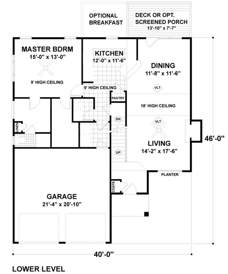 Floor Plan First Story of Ranch Plan #109-1089