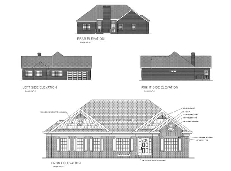 Home Plan Rear Elevation of this 3-Bedroom,1681 Sq Ft Plan -109-1090