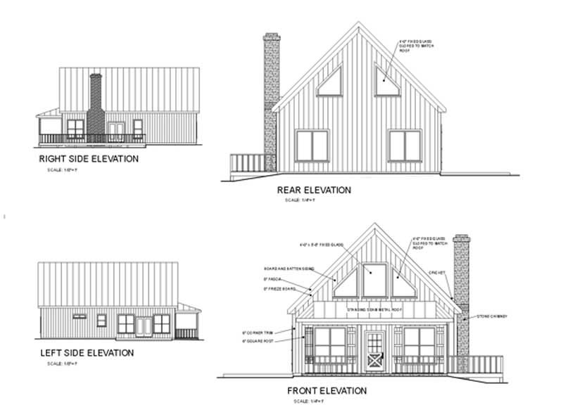 Home Plan Rear Elevation of this 3-Bedroom,1647 Sq Ft Plan -109-1091