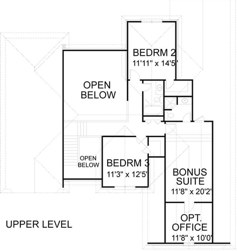 Floor Plan Second Story of Traditional Plan #109-1095