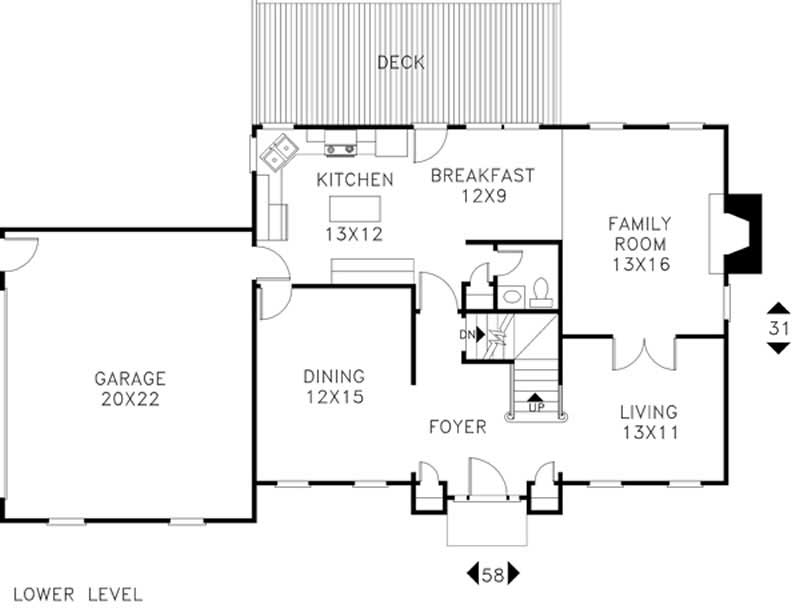Floor Plan First Story of Colonial Plan #109-1096