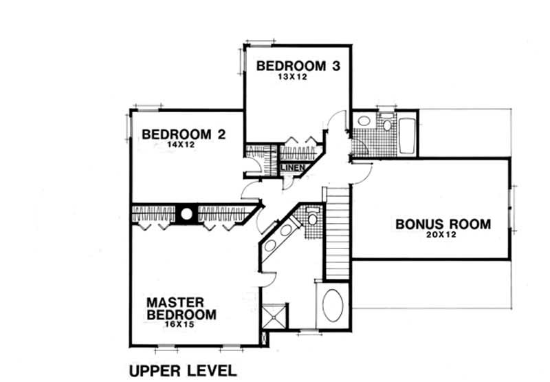 Floor Plan Second Story of Colonial Plan #109-1097