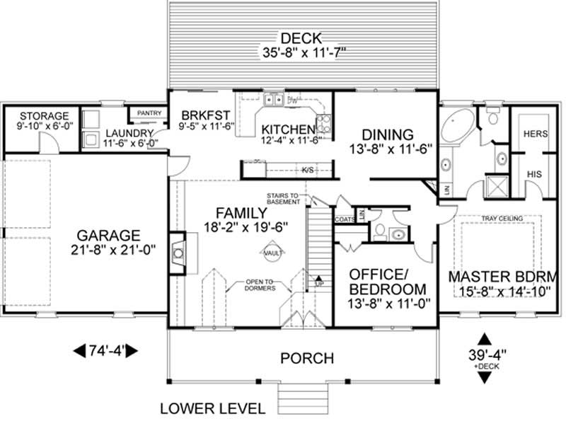 Floor Plan First Story of Cape Cod Plan #109-1099