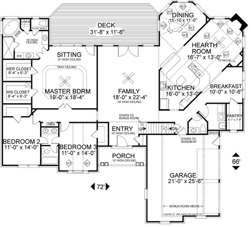 Floor Plan First Story of Colonial Plan #109-1101