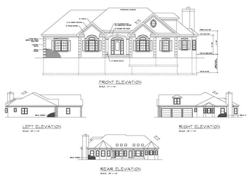 Home Plan Rear Elevation of this 3-Bedroom,2461 Sq Ft Plan -109-1103