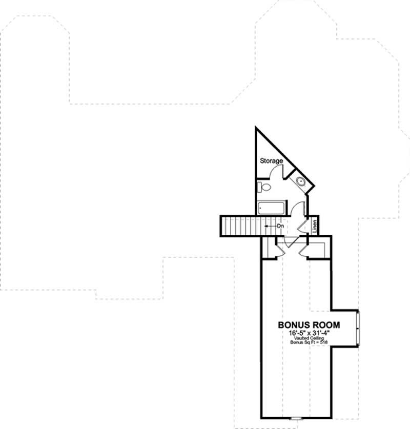 Floor Plan Bonus Room of Country Plan #109-1103