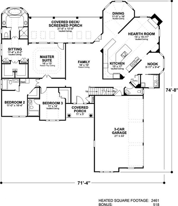 Floor Plan First Story of Country Plan #109-1103