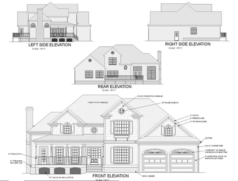 Home Plan Rear Elevation of this 3-Bedroom,2416 Sq Ft Plan -109-1104