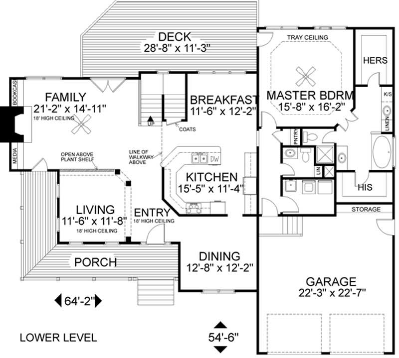 Floor Plan First Story of Country Plan #109-1104