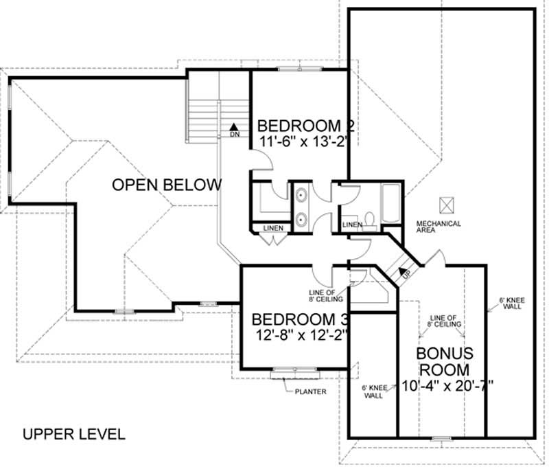 Floor Plan Second Story of Country Plan #109-1104