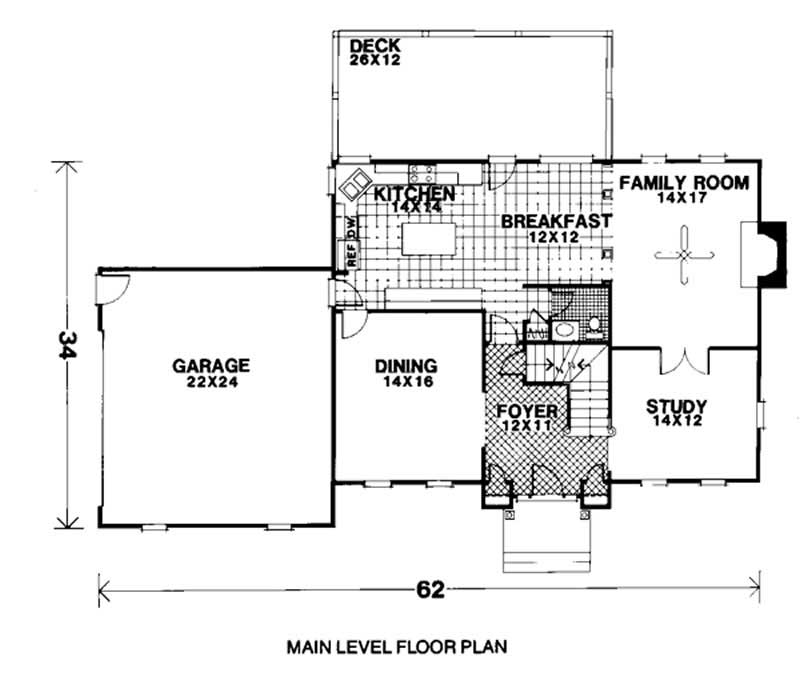 Floor Plan First Story of European Plan #109-1107