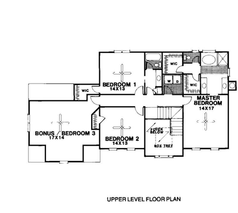 Floor Plan Second Story of European Plan #109-1107