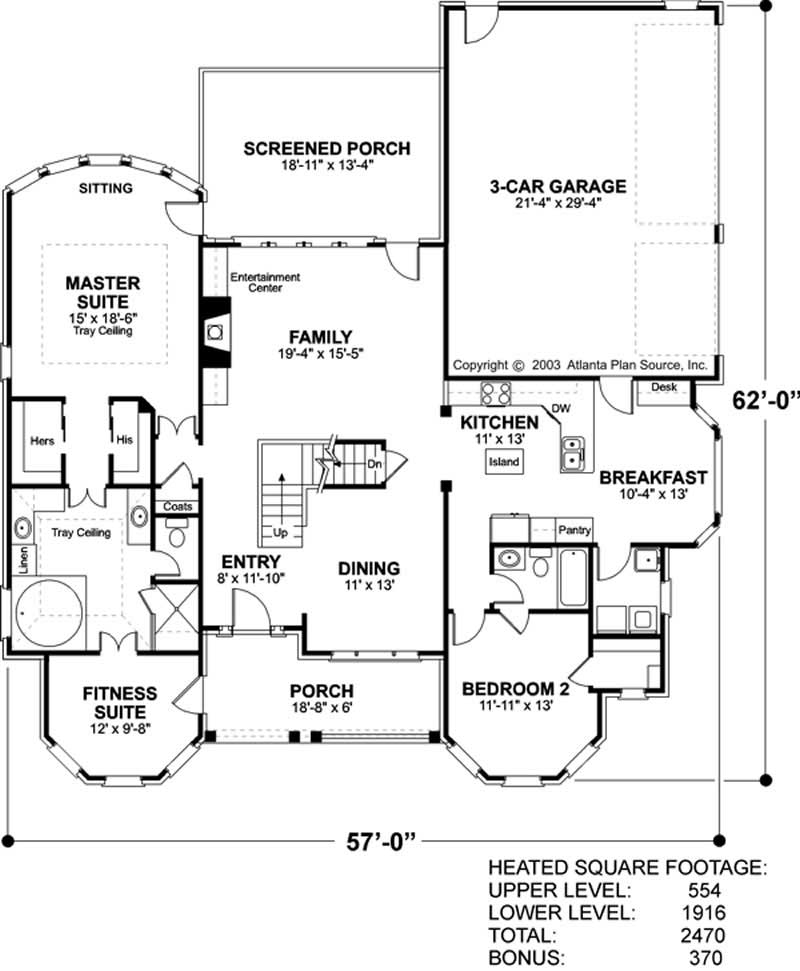 Floor Plan First Story of Traditional Plan #109-1108