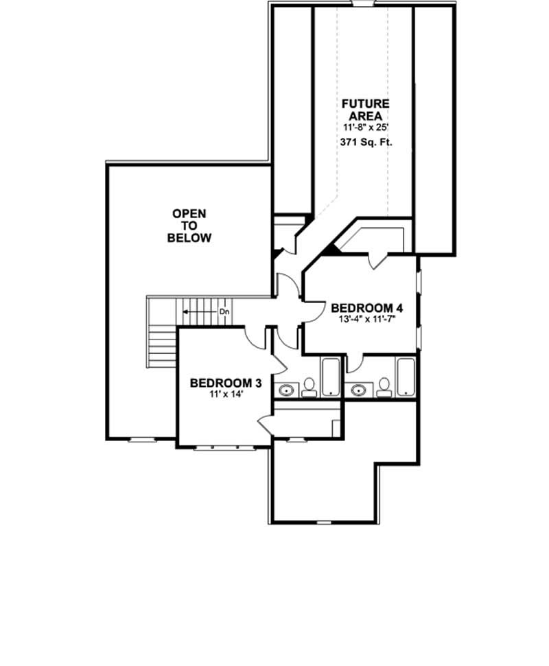 Floor Plan Second Story of Traditional Plan #109-1108